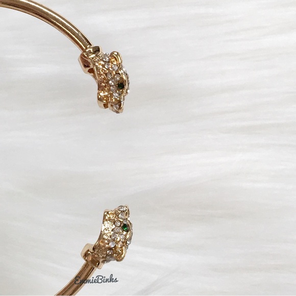 New Golden Dual Leopard Cuff Bangle Bracelet - Picture 14 of 16